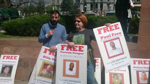 Cheri Sicard, being interviewed at the Colorado Capital about the Marijuana Lifers