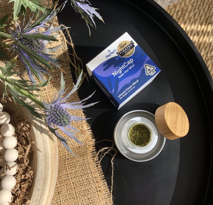 Perfect cannabis brand Nightcap cannabis product and packaging