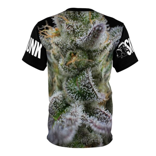 Purple Caper Skunk Caffeine, Black Unisex Cut & Sew Tee (AOP)