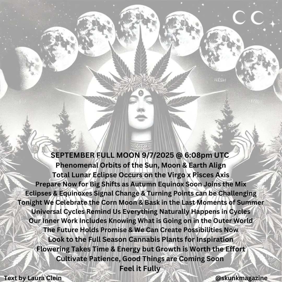 cannabis world news image of moon goddess with text