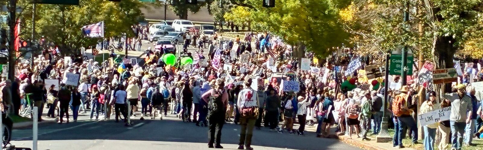cannabis world news commentary image of protest march for No Kings