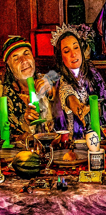 cannabis world news legalization image of two people at stoner party with bongs