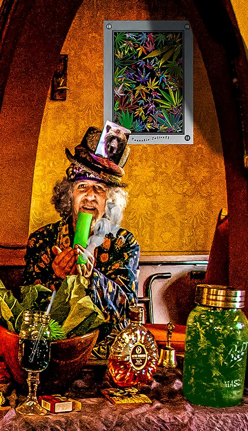 cannabis world news legalization pic of author, Jeff Eichen, with bong, enhanced.