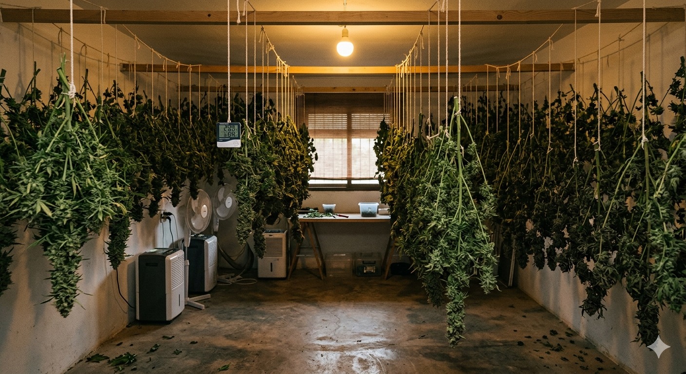 cannabis world news how to grow A large-scale temperature-controlled dry room filled with plants hanging